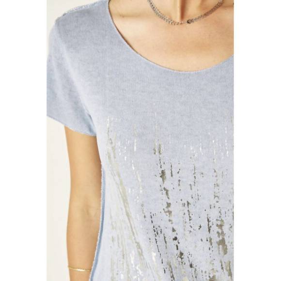 NEW LOOK MODE USA waterfall and star t-shirt in silver/blue - Picture 3 of 3